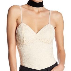 Free Press Cream Allover Lace Bodysuit